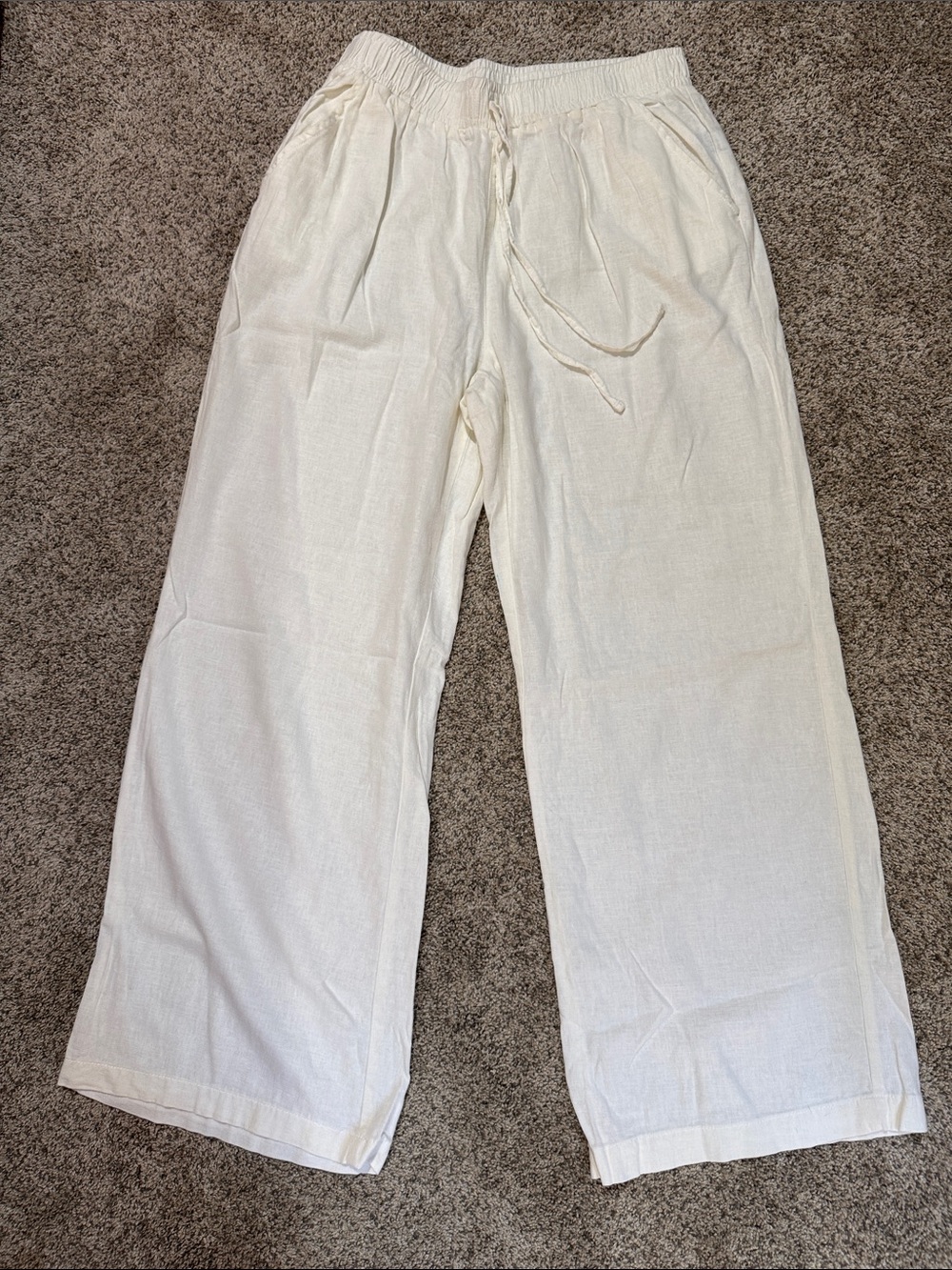 Briggs New York Cream Elastic Waist Linen/Rayon Pants